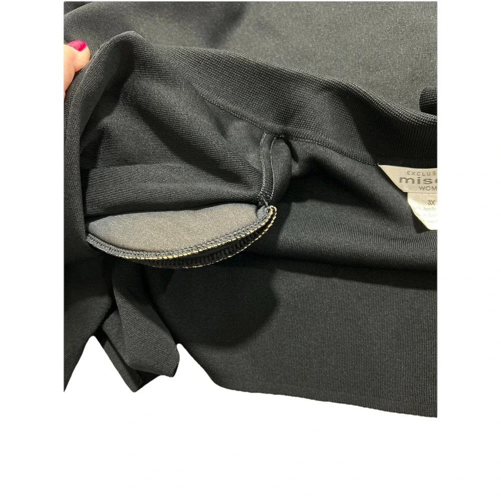 EXCLUSIVELY MISOOK Women's 3X Black Open Front Collared Jacket Cardigan